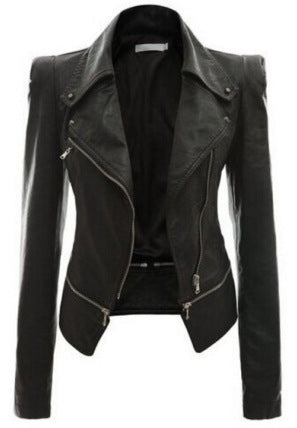 Motorcycle leather jacket zipper two leather jacket