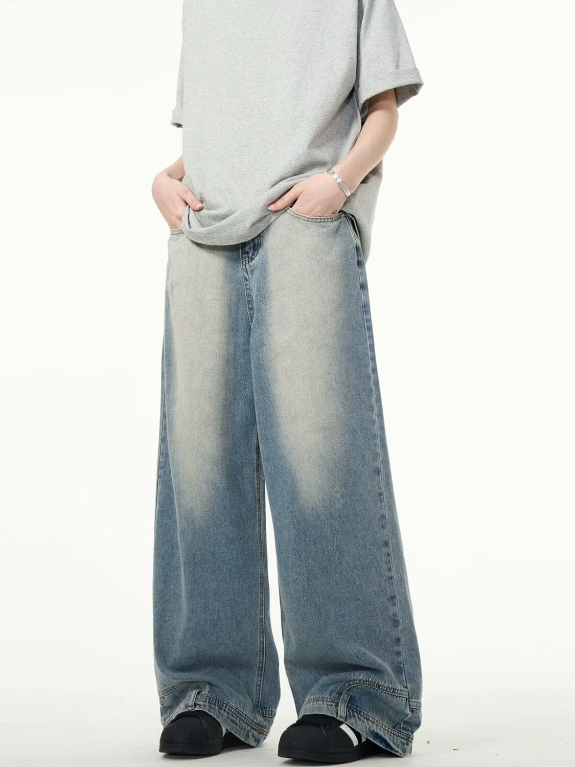 Men's Inverted Pants Baggy Straight Trousers