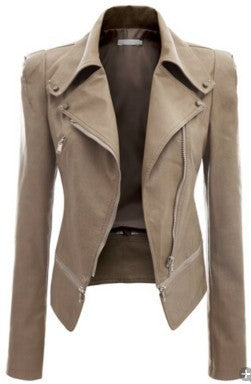 Motorcycle leather jacket zipper two leather jacket