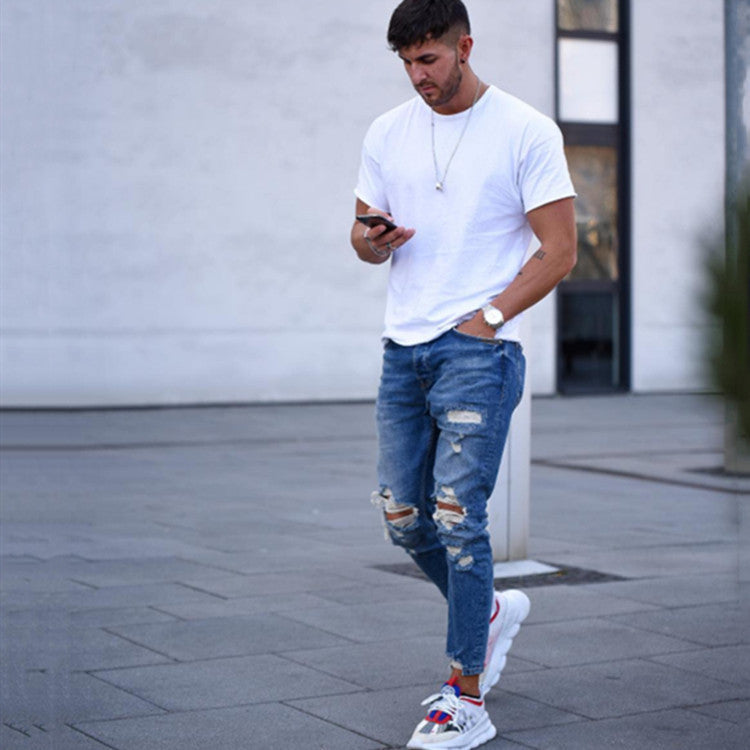 Hole men's jeans 