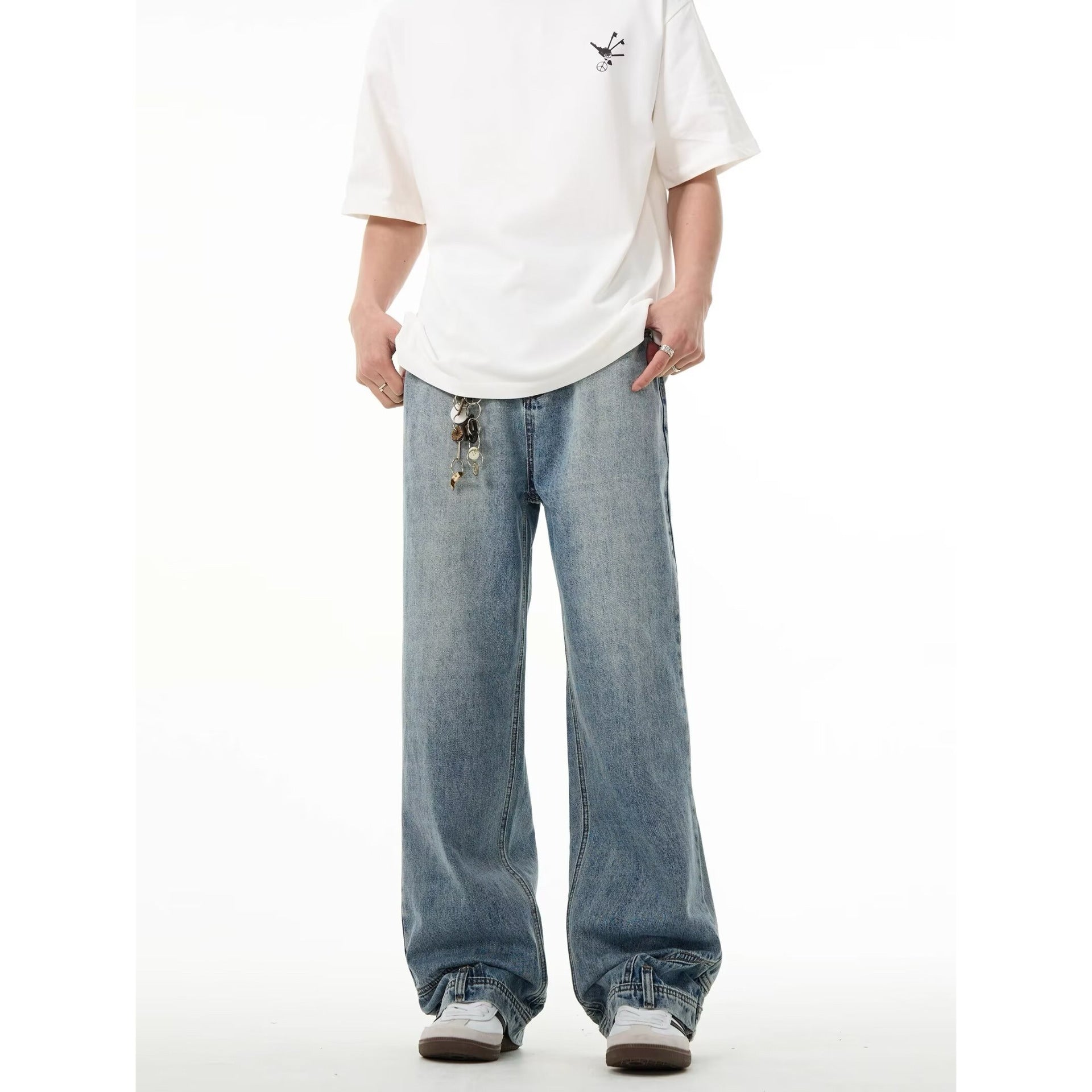 Men's Inverted Pants Baggy Straight Trousers