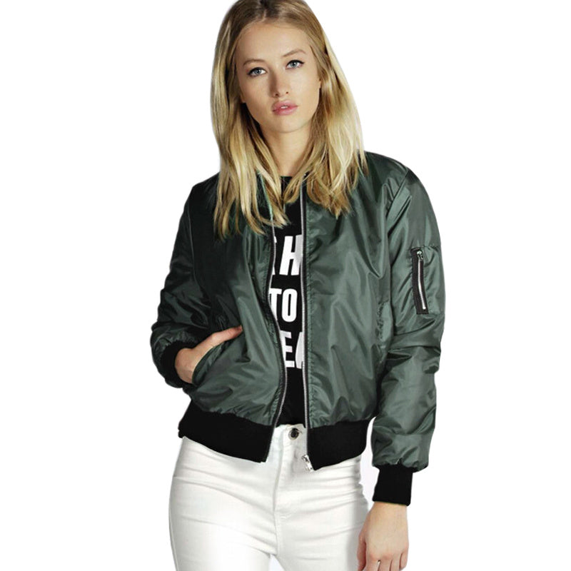 Solid color short style vertical collar leisure zipper jacket jacket jacket jacket