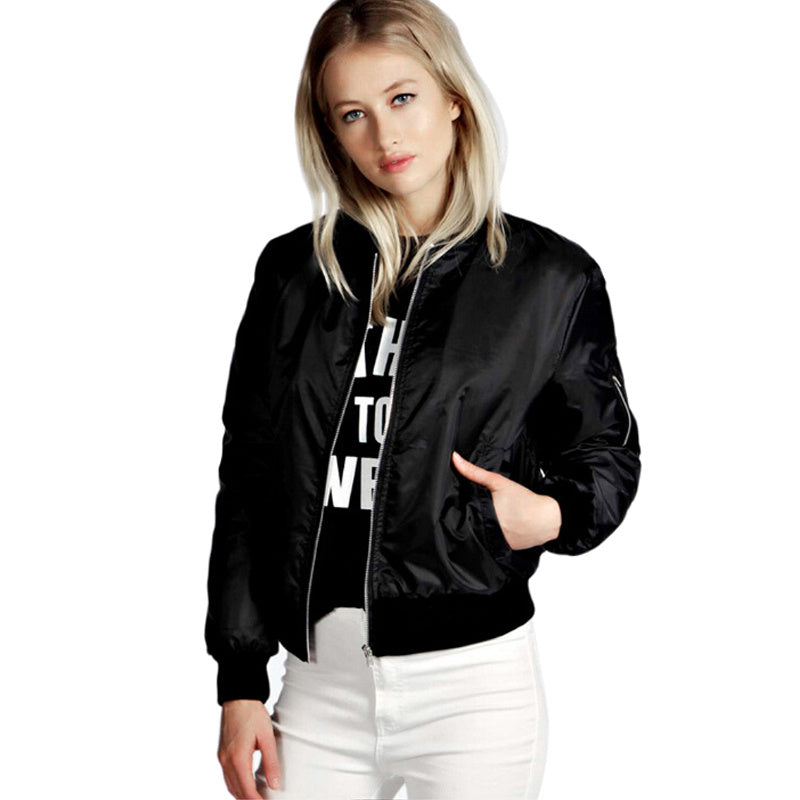 Solid color short style vertical collar leisure zipper jacket jacket jacket jacket