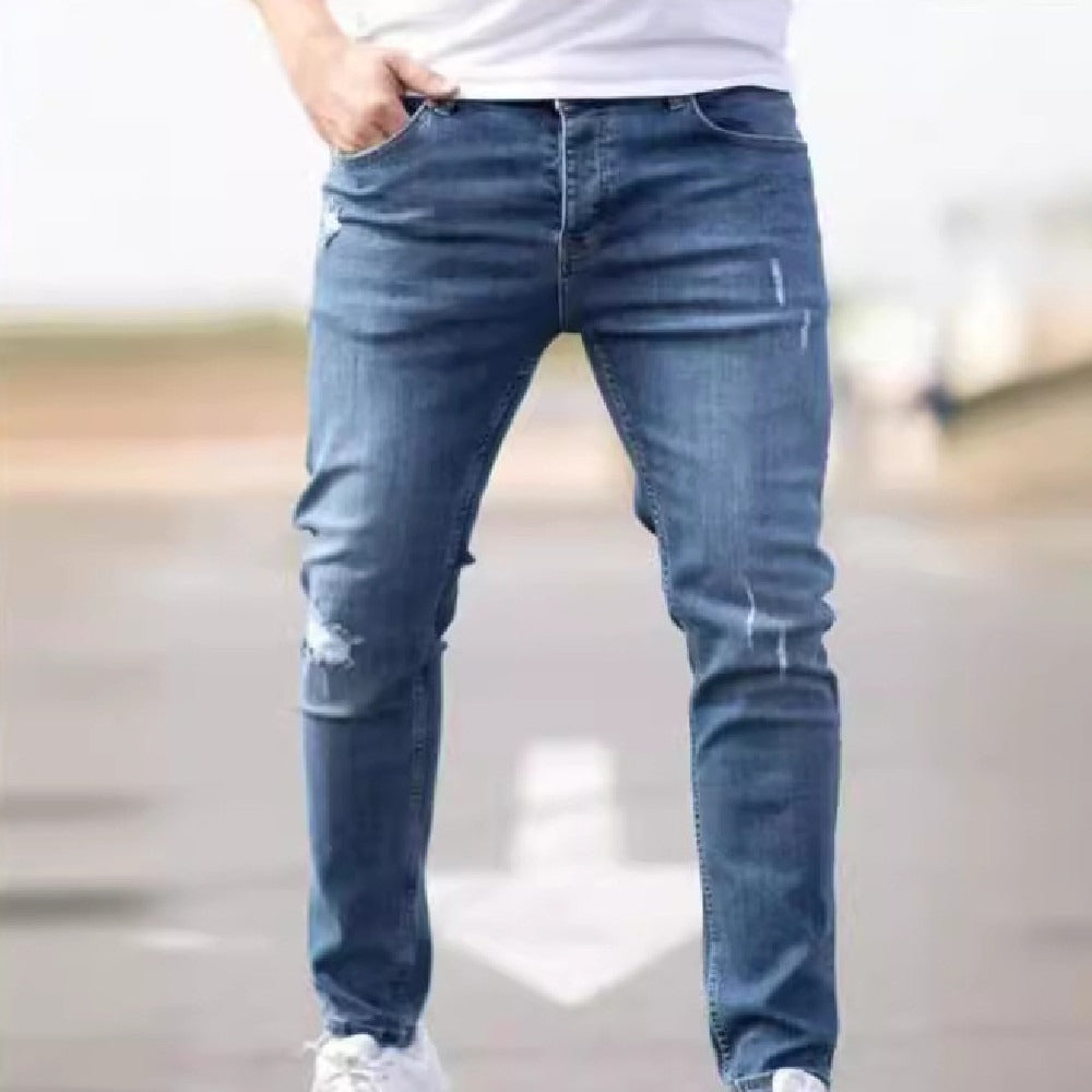 Personality Denim Skinny Jeans For Men front view